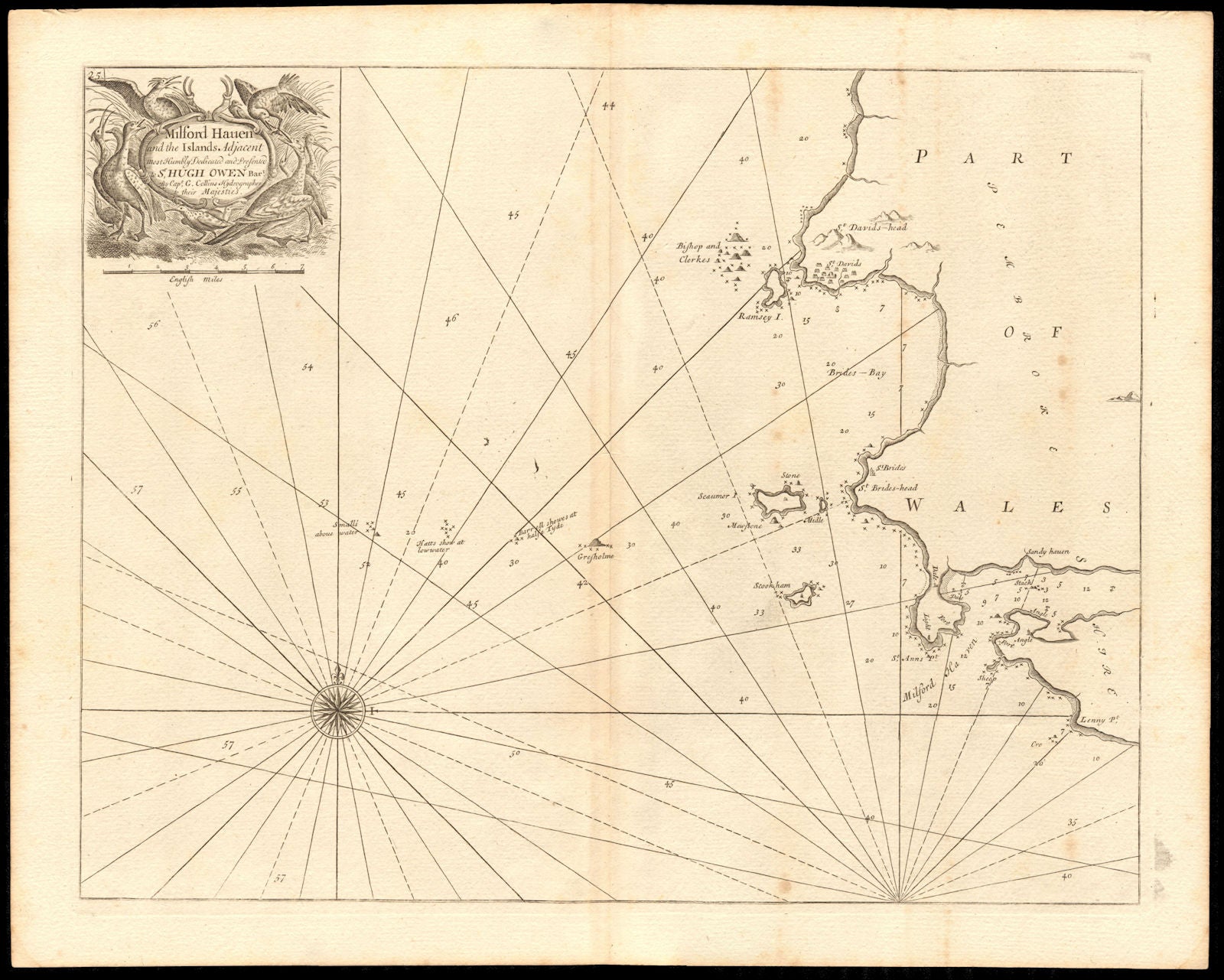 MILFORD HAVEN & adjacent coast chart. St Brides Bay St Davids. COLLINS c1774 map
